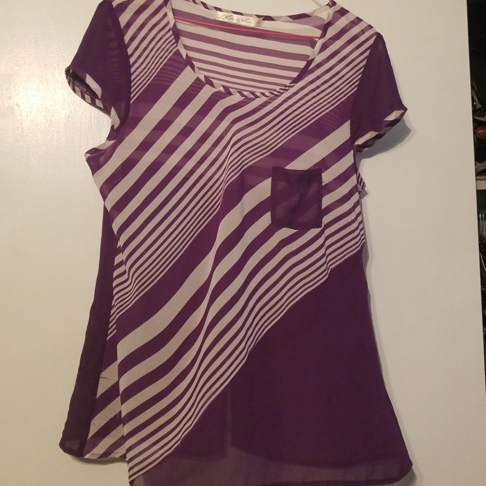 Purple and white sheer top